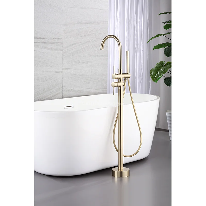 Best-selling Floor Handles-brushed Zirconium Gold Bathtub Faucet Bathroom Independent Bathtub Faucet