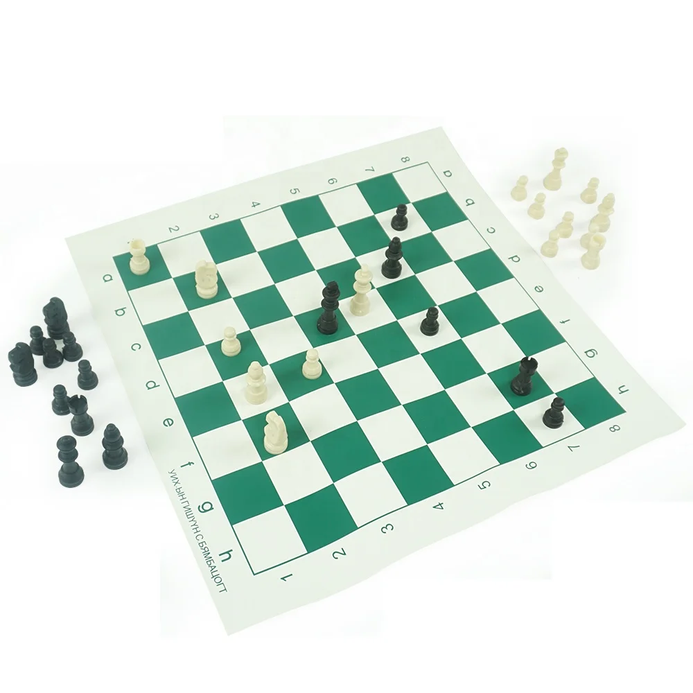 Набор шахматных игр легко взять с собой, черно-белые турнирные предметы в зеленой холщовой сумке для путешествий, оптовая продажа