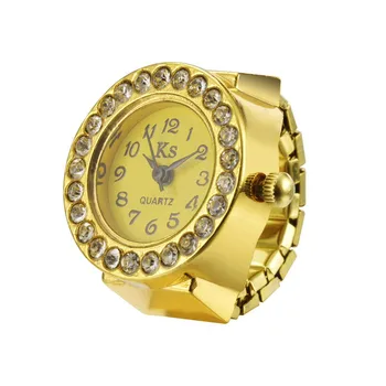 Women's Gold Finger Ring Watch Black Swarovski Crystal Davis 2015