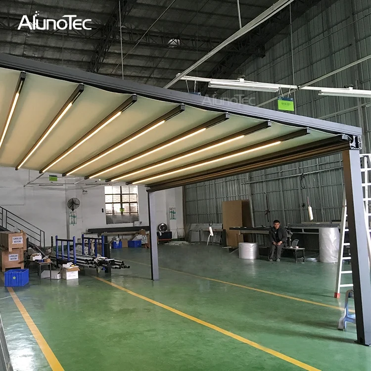 Easy Assembly Powder Coating Motorized Outdoor Folding PVC Awning Pergola Retractable Roof