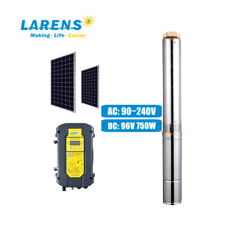 Larens AC DC 750 Вт 4 дюйма глубокий колодец водяной насос на солнечных батареях с солнечной панелью