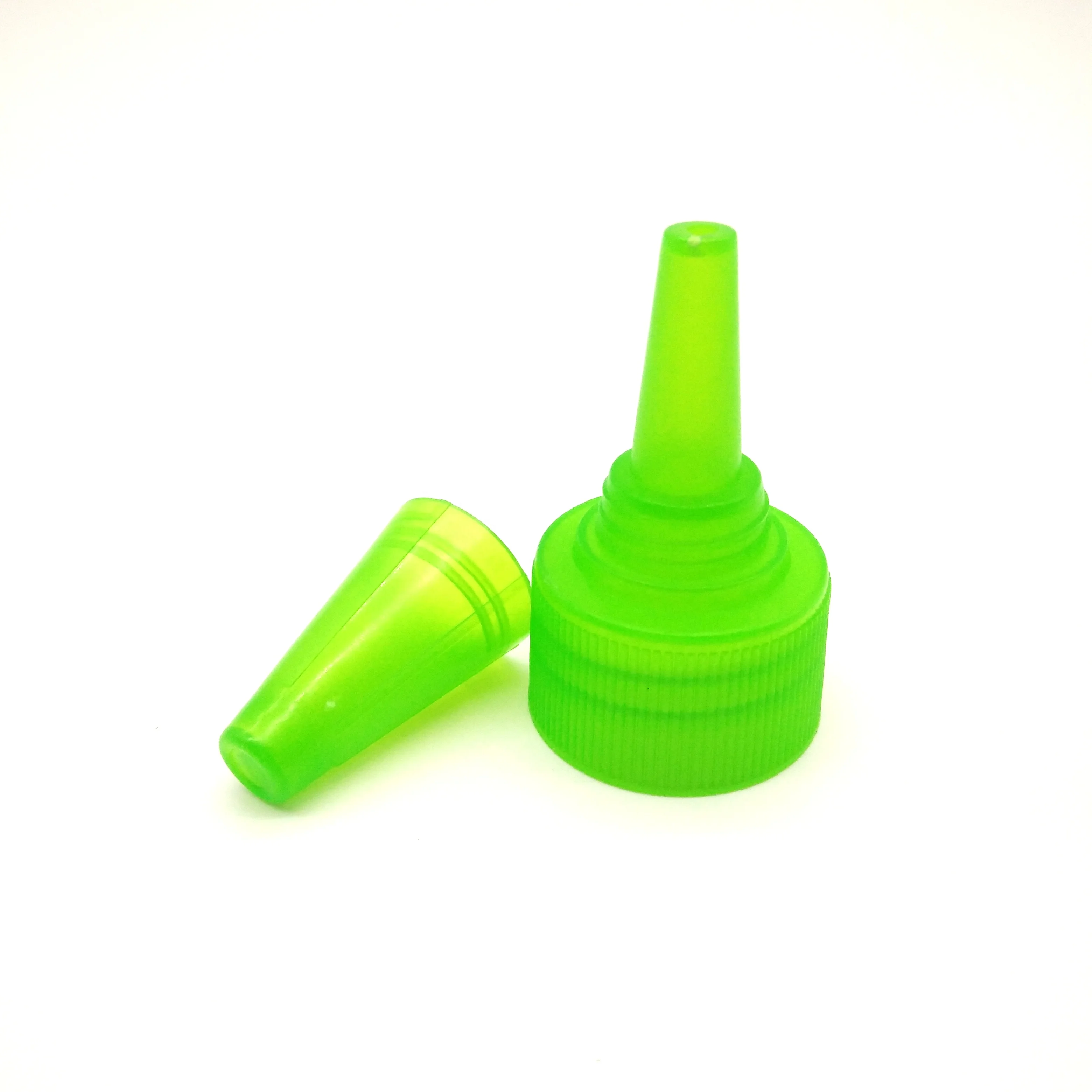 Customized Size Plastic Wide Long Nozzle Twist Top Cap With Green Twist