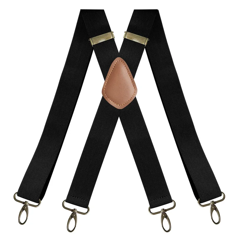 X-Type Four-clip Metal Suspenders with Adjustable Elastic Straps
