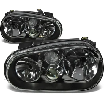 VISHN Pair Headlights for VW 99-06 Golf MK4 99-02 Cabrio R32 Headlights Assembly Black Housing Projector Fog Light