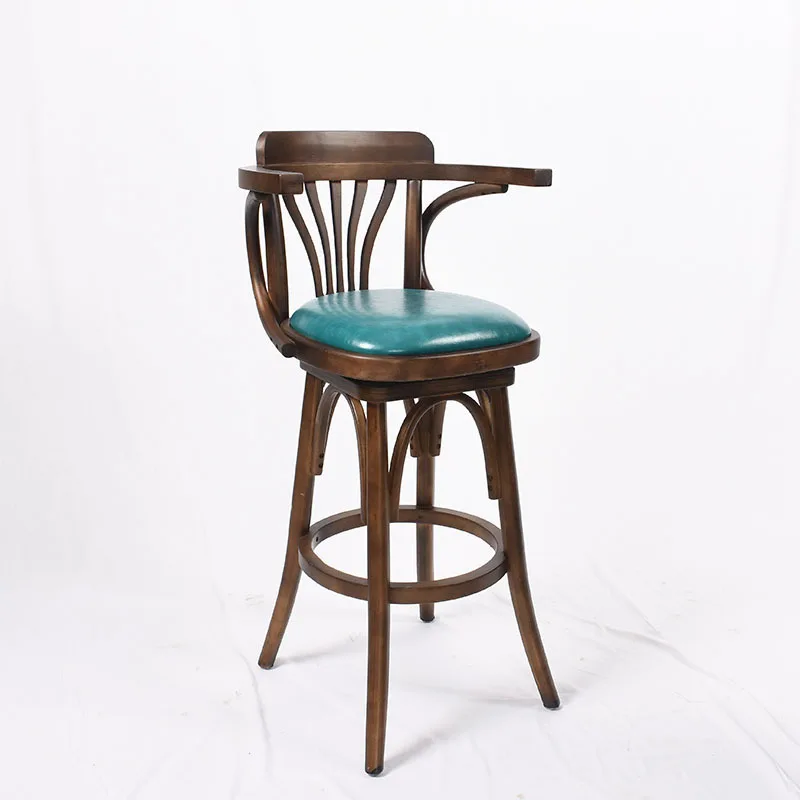 Retro Industrial Style Wooden Restaurant Bar Stool Mesas De Altas Counter Height Stools Furniture Chair
