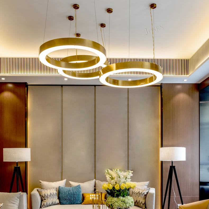 Modern Black Aluminum Hotel Ring Led Chandelier Lamp Pendant Light For ...