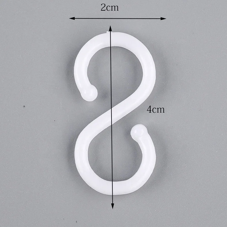 Plastic Large S Shape Hook Multi Purpose White for Door Back Hanging Clothes Kitchenware Bathroom Nail Free S Hook
