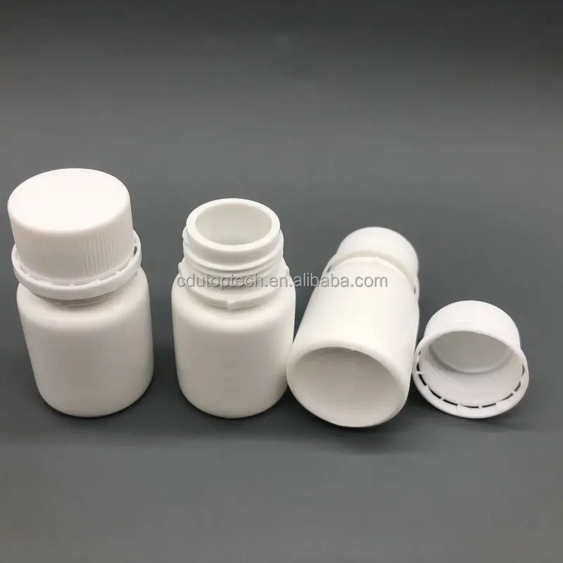 20cc 20g 20ml HDPE White Empty Plastic Pill Bottles with Tamper Proof Locking Lid for Vitamins and Tablets