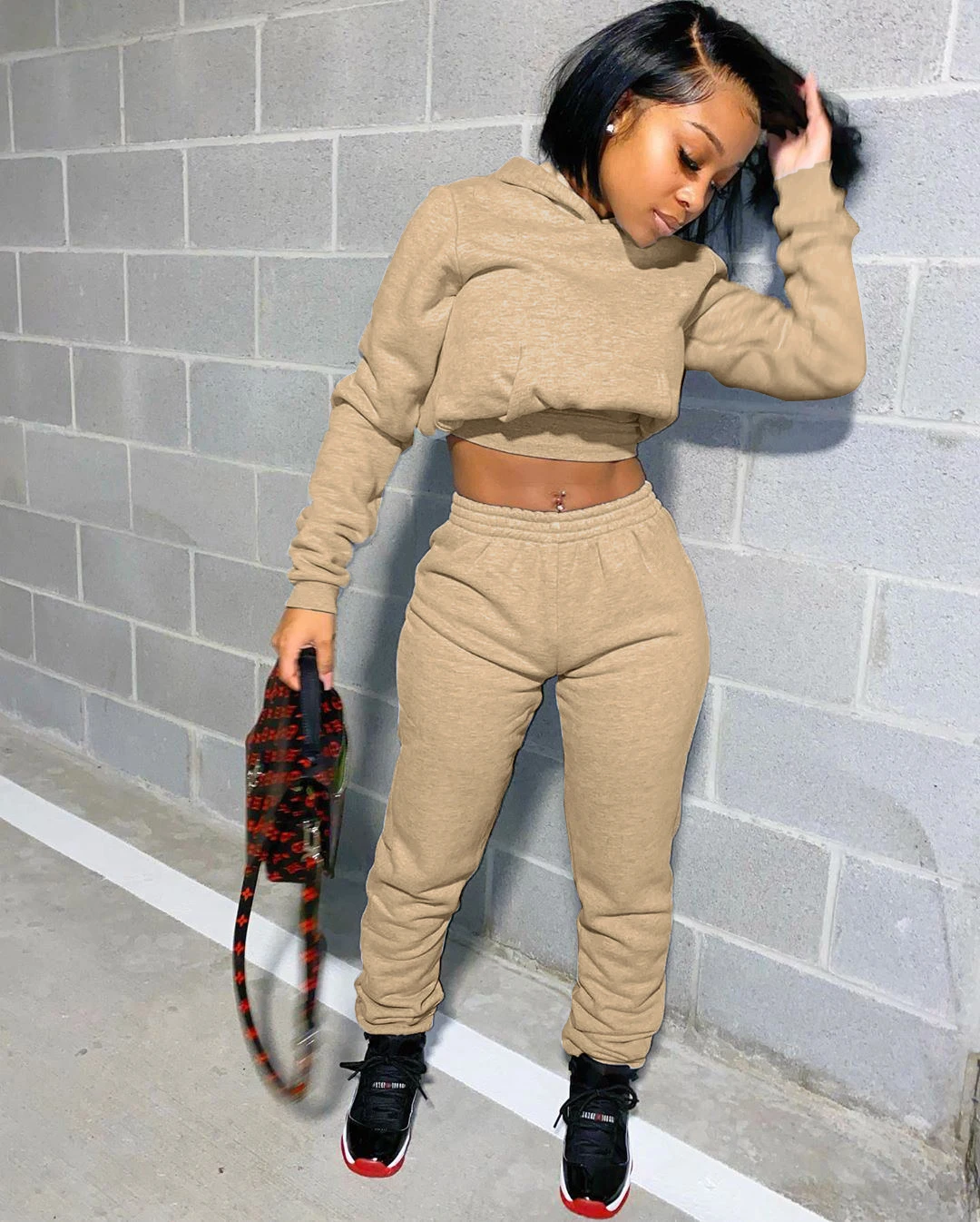 sweatpants crop top set