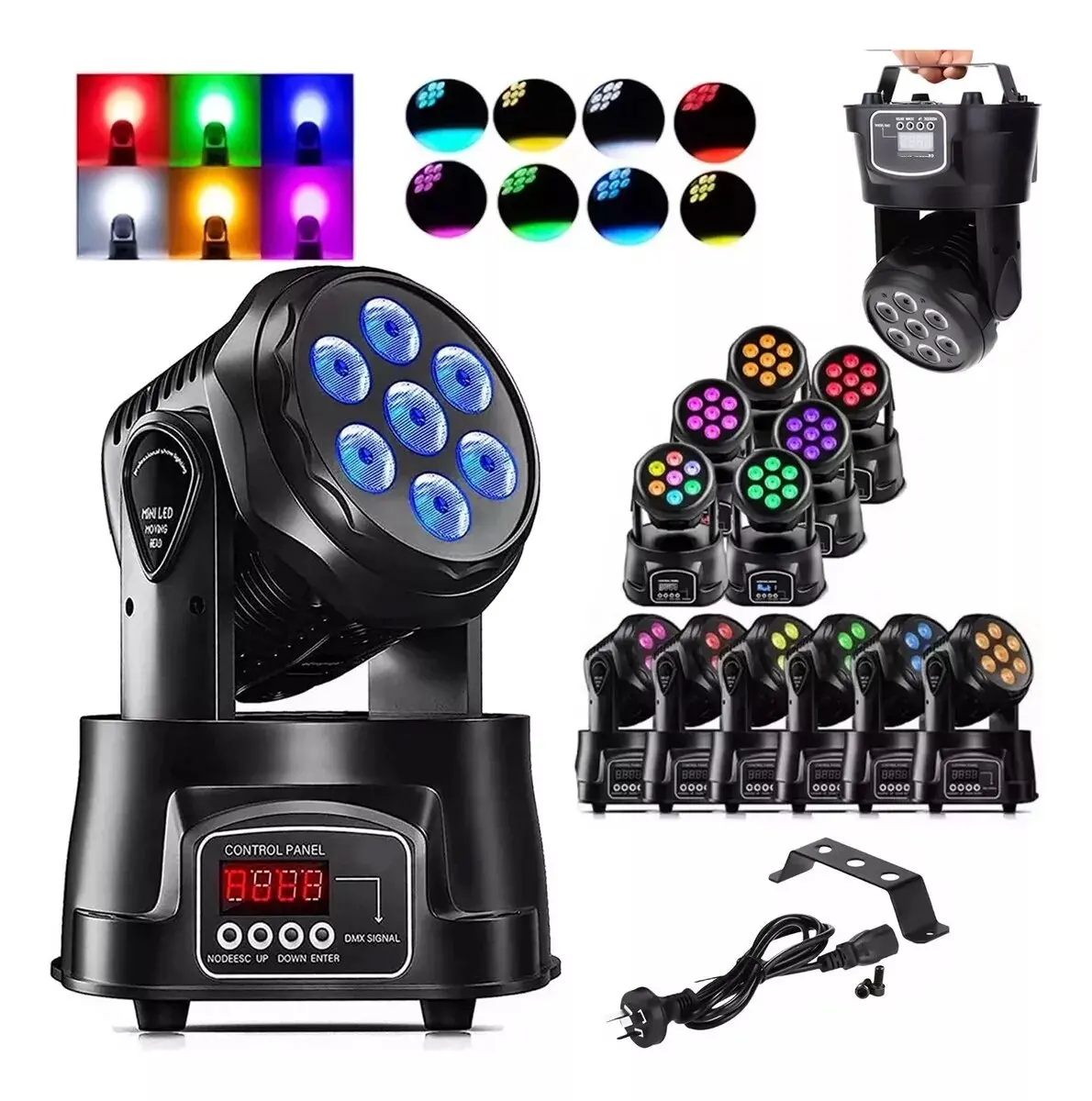 YSH 7 Beam Moving Head LED RGB Disco DJ Strobe Flashing Lamp Remote Control Stage Lighting for Party Show Wedding Concerts