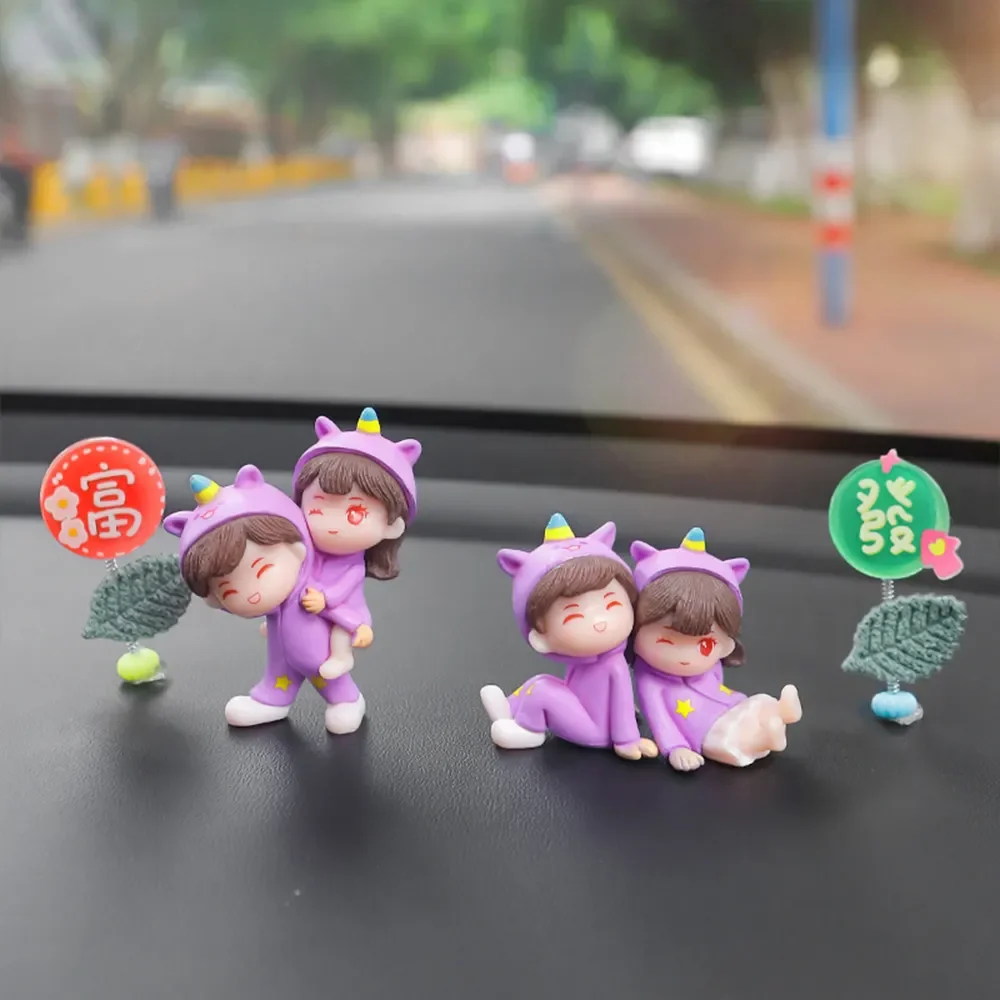 Parv International HUF Cute Cartoon Couple Car Dashboard Figurine – Cute Boy And Girl With Balloons, Love-Themed Decoration, Gift For Car, Home, Or Office - View #9
