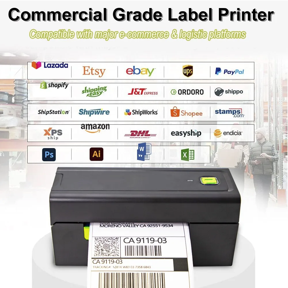 110mm Thermal Shipping Label Printer 4x6 Barcode Sticker bluetooth Printer for Lazada