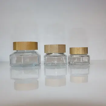 OEM ODM Luxury Customized Glass Body Butter Containers Skincare Cosmetic Jar Packaging With Bamboo Screw Cover