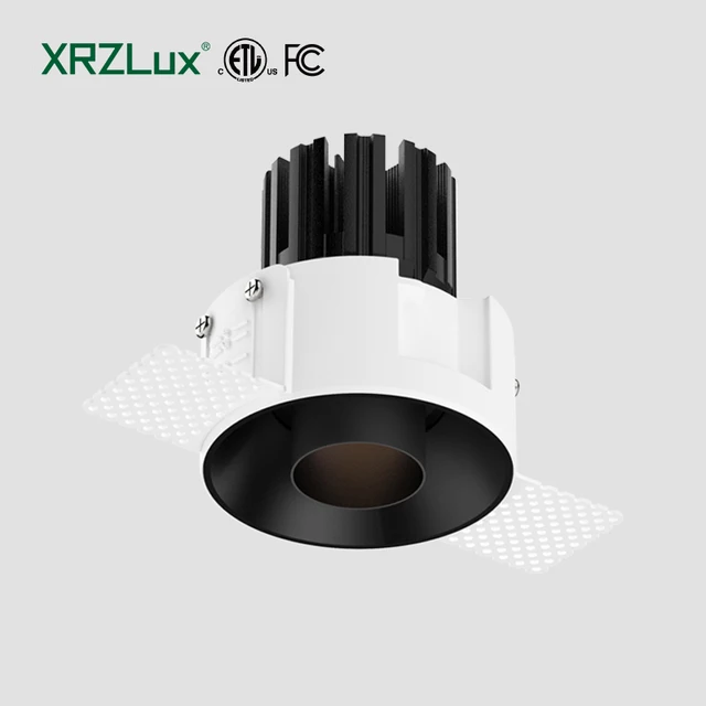 XRZLux 10W Adjustable LED COB Downlight Aluminum Anti-glare Trimless Recessed Dimmable LED Downlight Indoor Ceiling Down Light