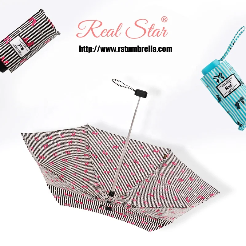 Real Star 5 Fold Pocket Umbrella Lady Fashion Small Size Umbrella