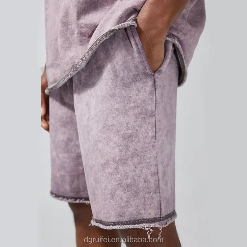 Custom Athletic Sweat Raw Edge Distressed Sun Dried Shorts
