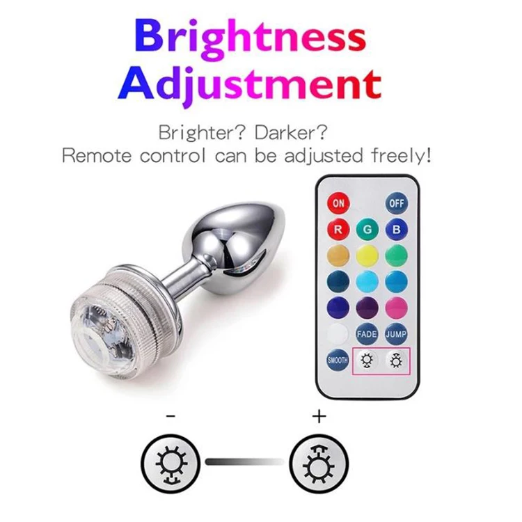Remote Control Flashing Light 13 Color Changing and Colorful Anal Butt Plug Metal Anal Plug LED Plug Anal Sex Toys for Women