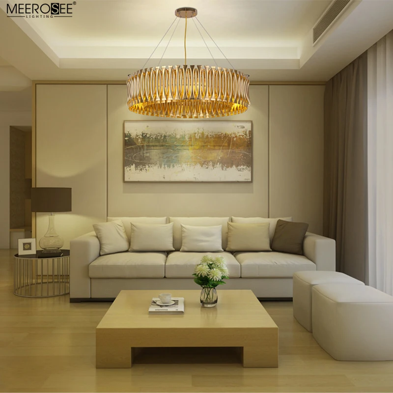 Meerosee chandelier modern Golden hanging lights lamp Aluminum fancy lights for home MD86764