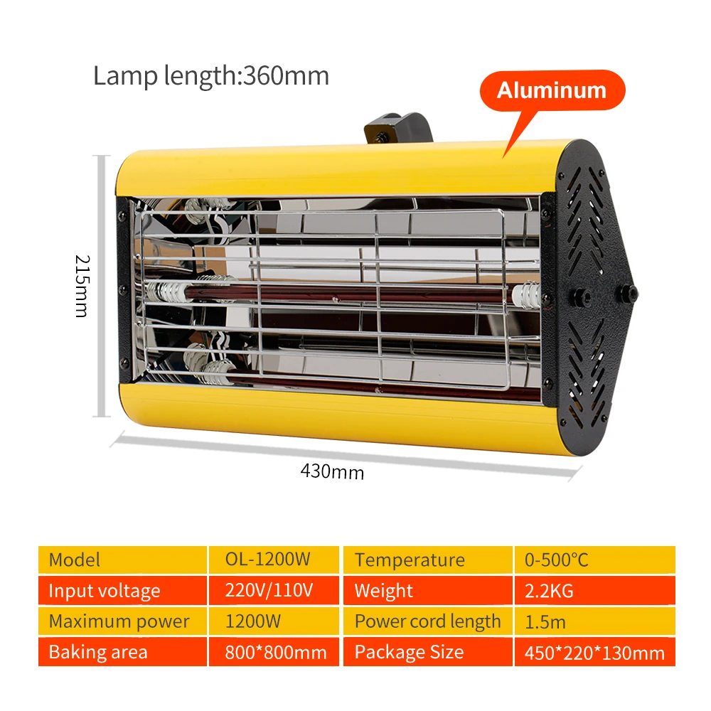 Car Care Equipment Ir Shortwave Infrared Paint Curing Lamp for Painting Drying Baking