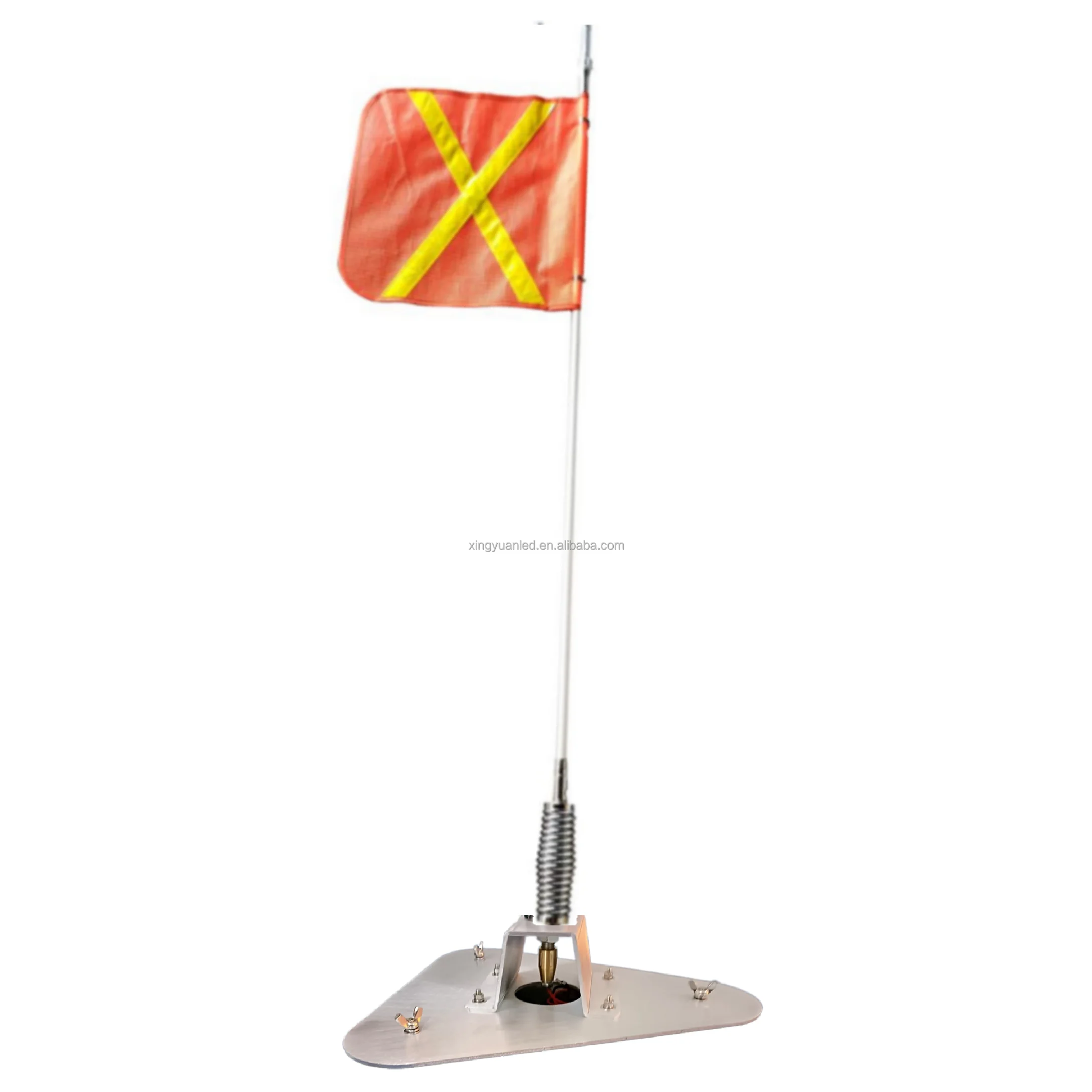 Red Kelly Cross Reflector Flashing 6ft 8ft Mining Flexible Safety Buggy Flag Light Heavy Duty Vehicle Atv Led Whip Lights