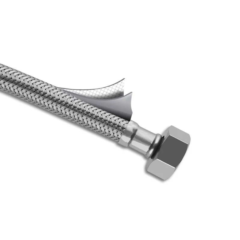 304 Stainless Steel Braided Flexible Hose for Kitchen Faucet Hot and Cold Water 1/2 Inch Hose Double Lock for Basin Faucet