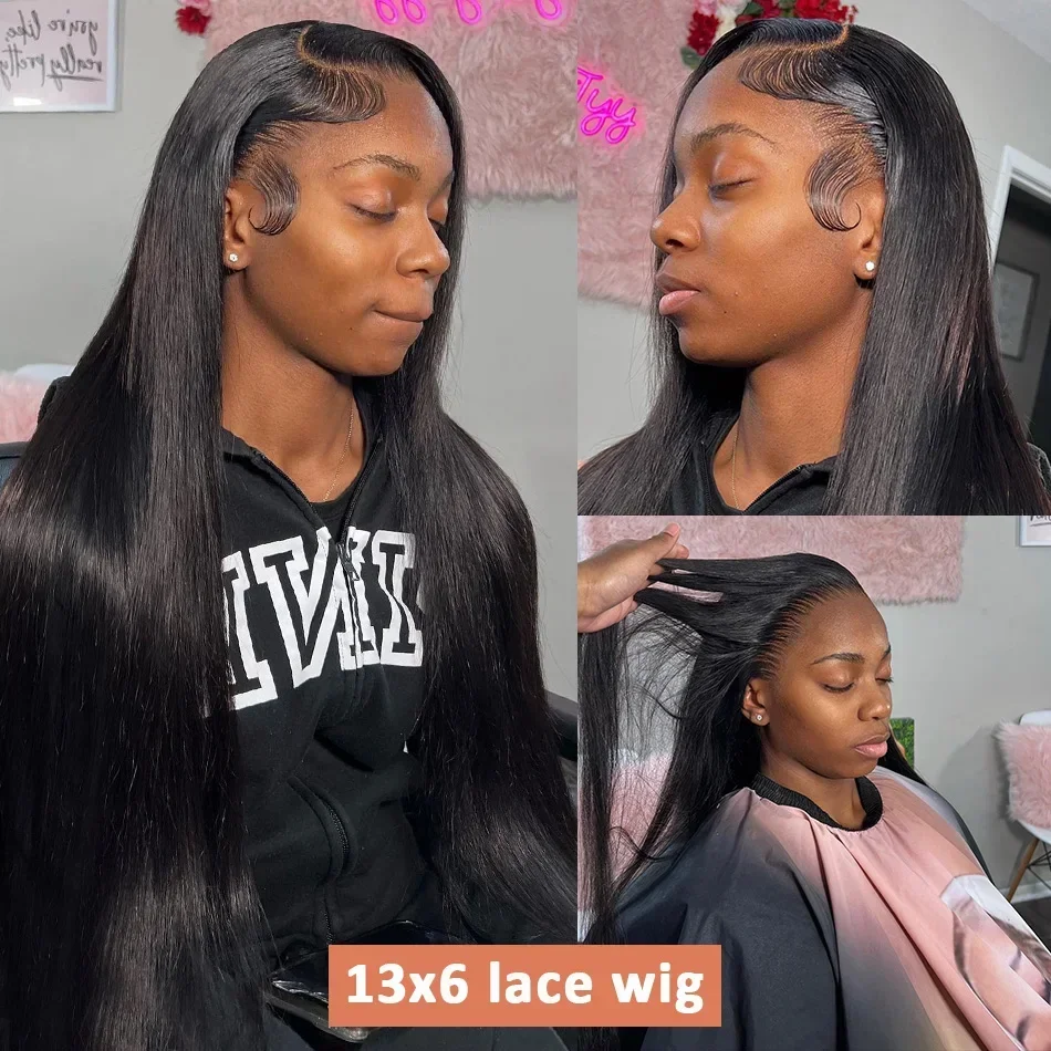 200 Dichte Langknochen Gerade 13x6 Lace Front Perücke 30 32 34 Zoll Peruanische Transparente Lace Frontal Echthaar Perücken für Frauen_voghion.com
