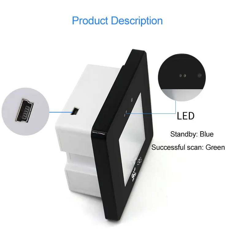 Customized Wired Datamatrix Reader NFC Embedded 2d Barcode Reader RJ45 Access Control QR Code Scanner
