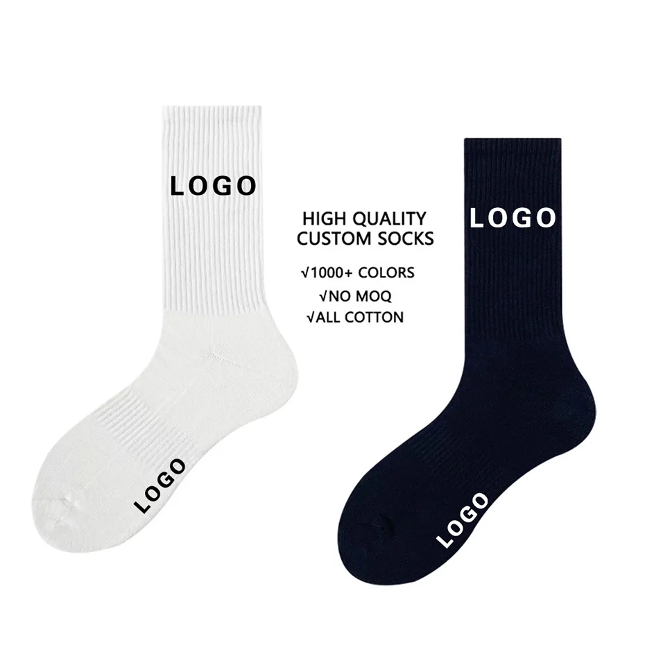 Oem Custom Socks Design Own Logo Men Crew Socks No Minimum Order Private Your Label Bamboo Cotton Black Man Sport Sock Elite