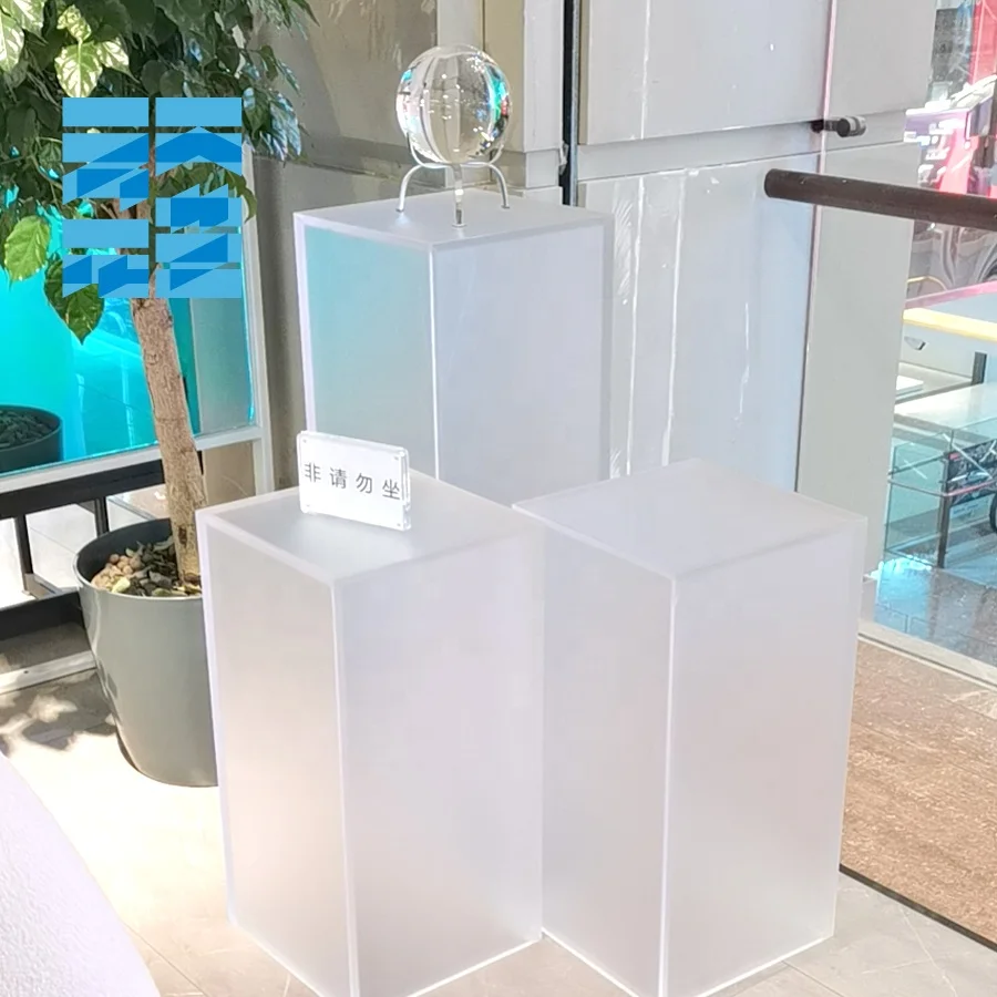 OEM Custom Transparent Frosted  Square Perspex Acrylic Plinth Clear Acrylic Pedestal Stand