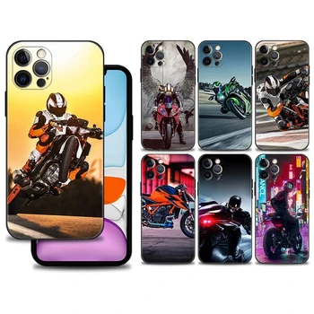 Moto Cross Motorcycle Sports Black Case For iPhone 14 11 13 12 Pro Max XS XR X 8 7 Plus 5 5S SE Bumper Silicone Cover Fundas