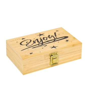 custom logo wooden craft bamboo boxes storage wood gift boxes with hinged lid