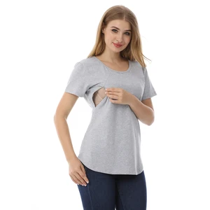 ODMPremium Quality Cotton Short Sleeve T Shirts XS-5XL Big Size Loose Fit Comfortable Skin-friendly Breathable Zipper for Ladies