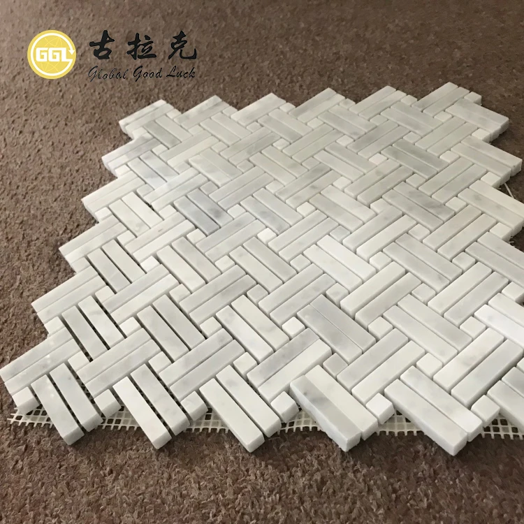 Carrara White Basketweave Mosaic Tile For Wall Floor Kitchen Backsplash