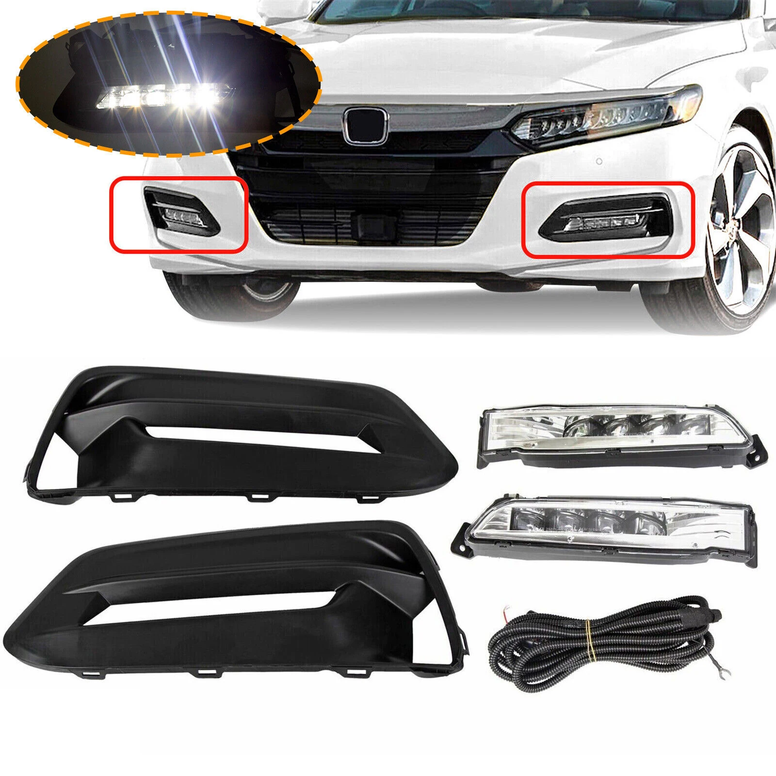 OEM new led driving daytime front fog light cover fog lamp kit for Honda accord 2018 2019 2020