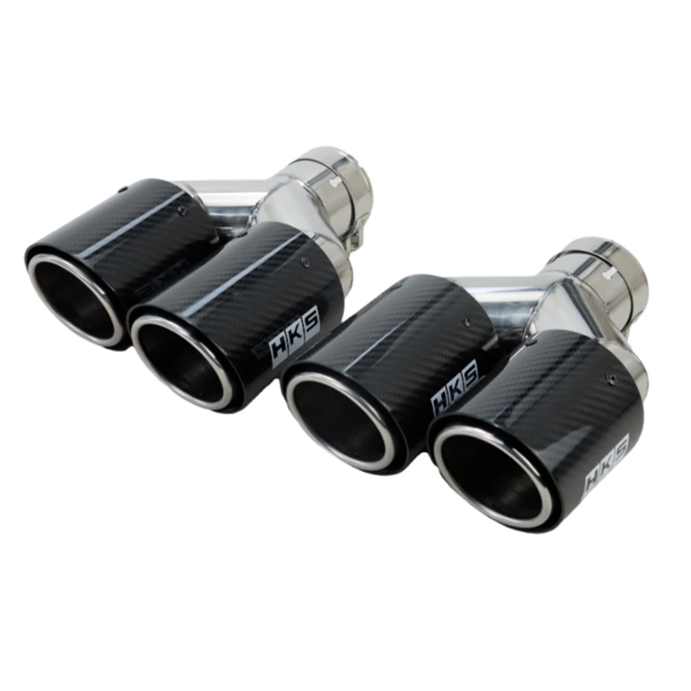 Factory Customized HKS Dual Carbon Fiber Exhaust Tips Double Outlet Muffler Tail Pipe Exhaust Upgrade