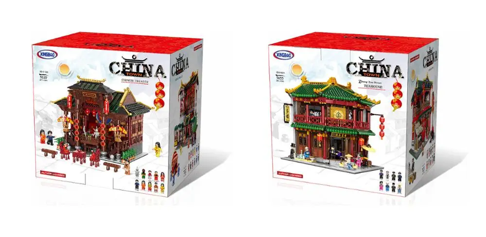 Xingbao 01002 Zhonghua Street Building Blocks Chinese Pub Building Bricks  3267pcs Super Luxurious Building Construction Toys