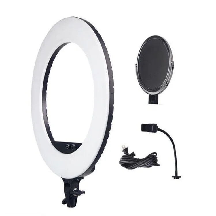 LF-R480C 18'' Led pink Ring Light Photographic Lighting 3200-5800K 100W Ring Lamp Tripod & Mirror for Phone Camera Video