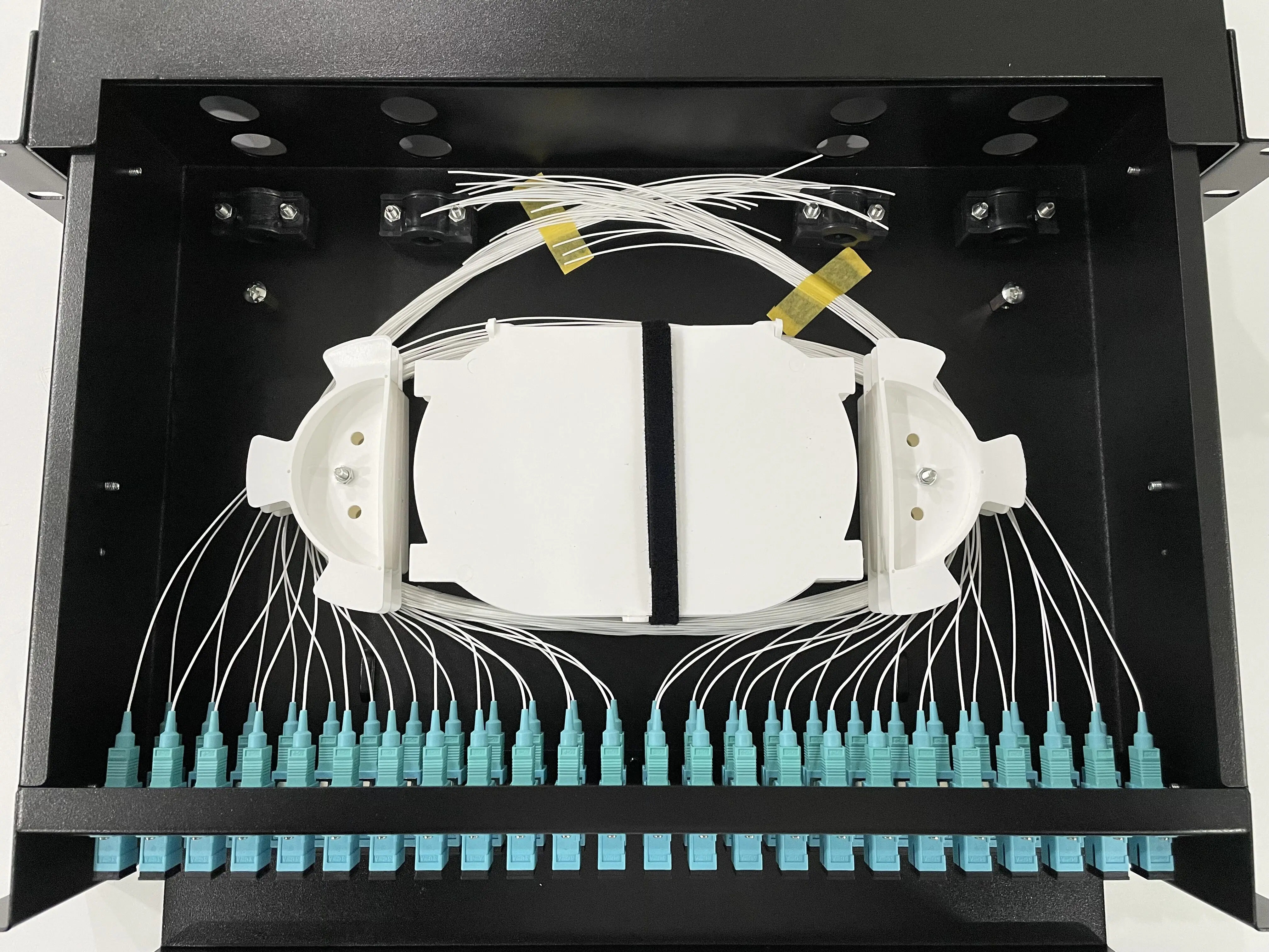1U 2U 12 24 48 Port Rack Mounted Sliding Type Optical Fiber Optic Patch Panel with Splice Tray for FTTH