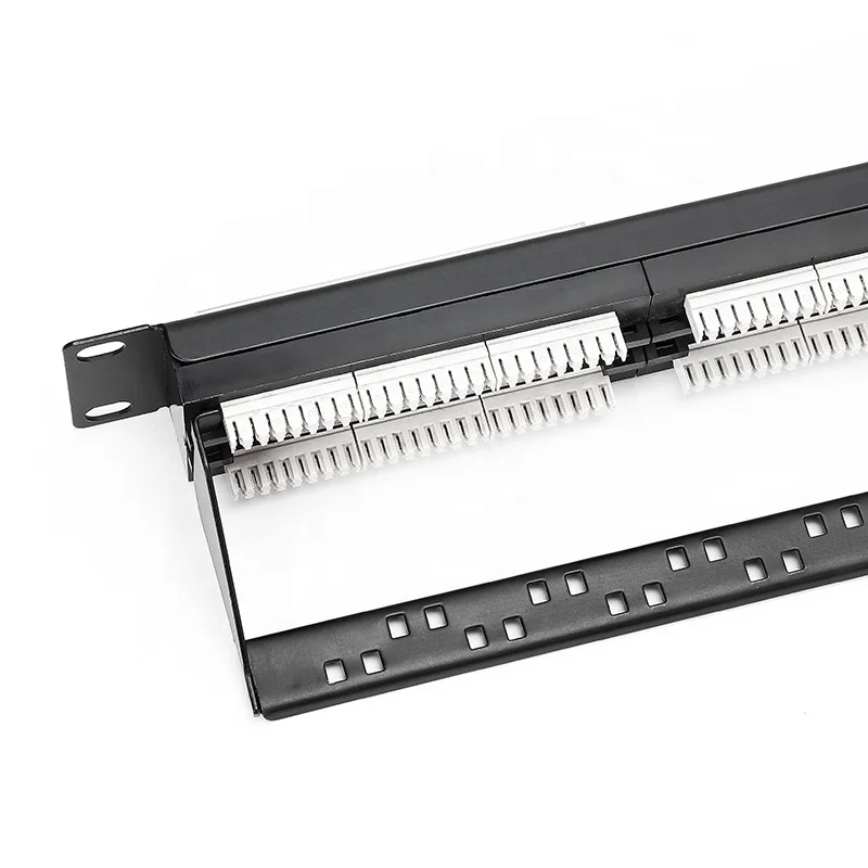 Cat5e 24 Port Patch Panel with Back Bar Krone 110 IDC Steel Network Rack Cabinet Cable Distribution Frame