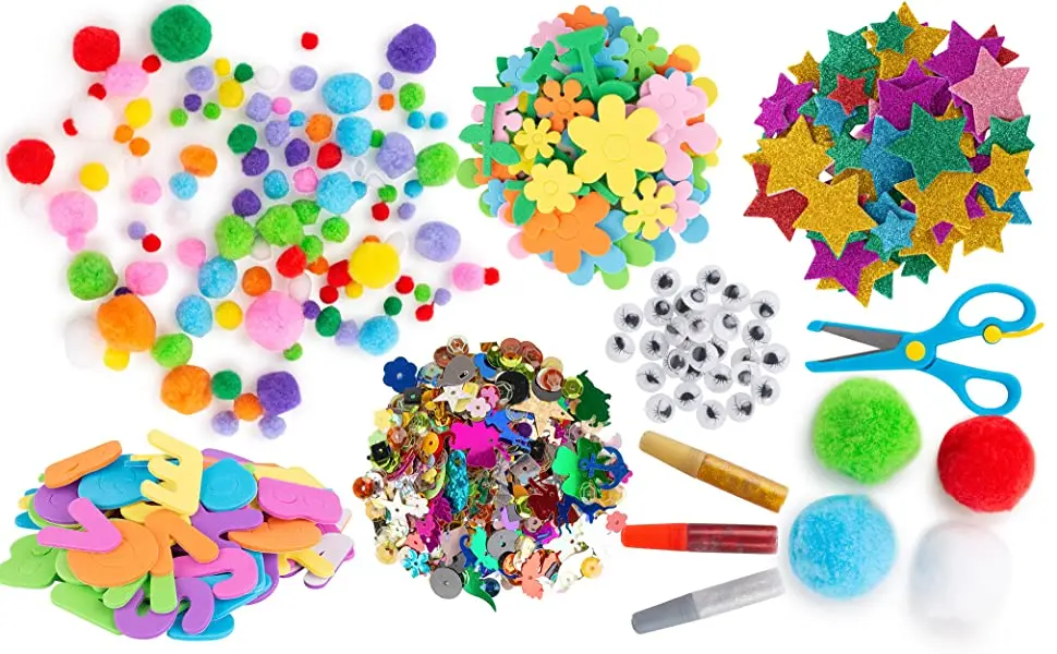 Sundaymot Arts and Crafts Supplies for Kids, 2000+Pcs Craft Kits for Kids,  DIY School Craft Project, Bulk Craft Set, Includes Art Supplies and Oxford