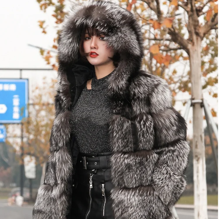 Winter Real Fur Jacket Fashion Warm Furry Overcoat Thicken Vintage