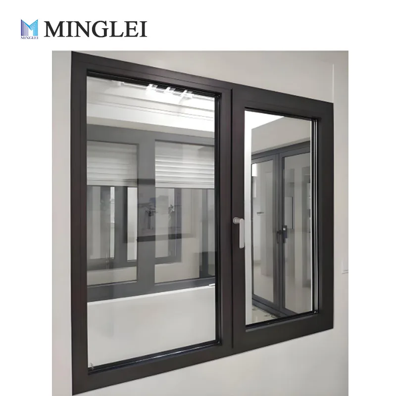 Good Thermal NFRC Certified aluminum Tilt Turn window Double glass Low-e tempered  Casement window with screen