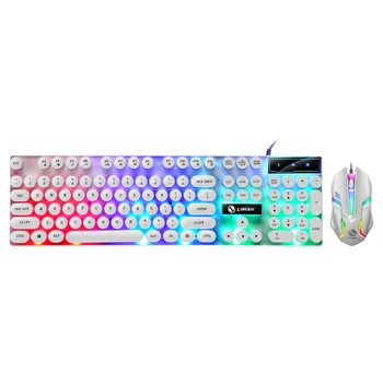 Alternative view of Wired and Pad Led Gaming Keyboard with Mouse Set White