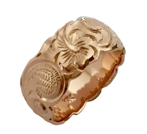 Custom Fashion Gold Plated Traditional Plumeria Scroll High Quality Hawaiian Jewelry Ring