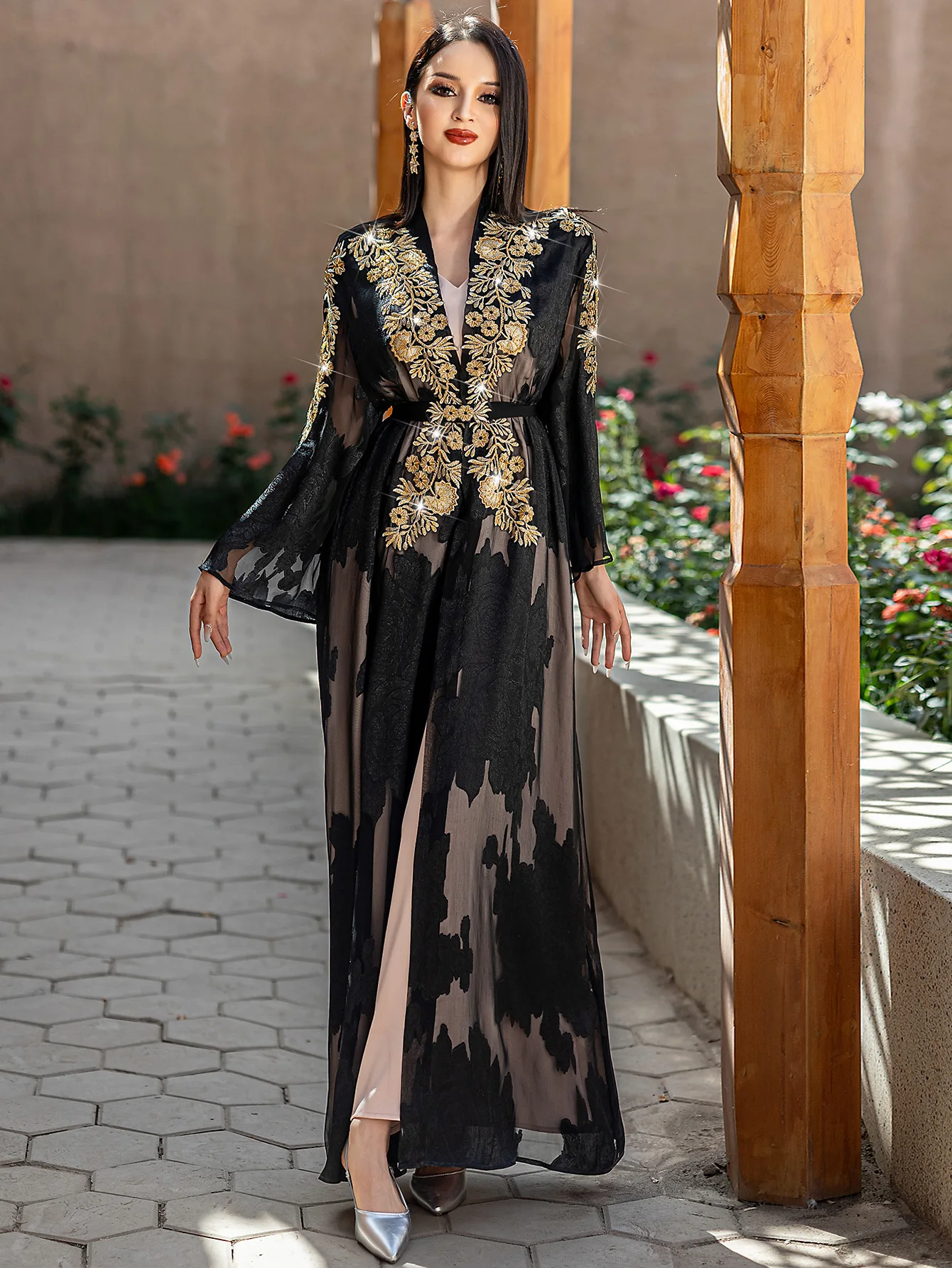 dress black and gold muslimah Noor Black and Gold Embroidered Formal Modest Long Maxi Dress | Modest Muslim Dresses