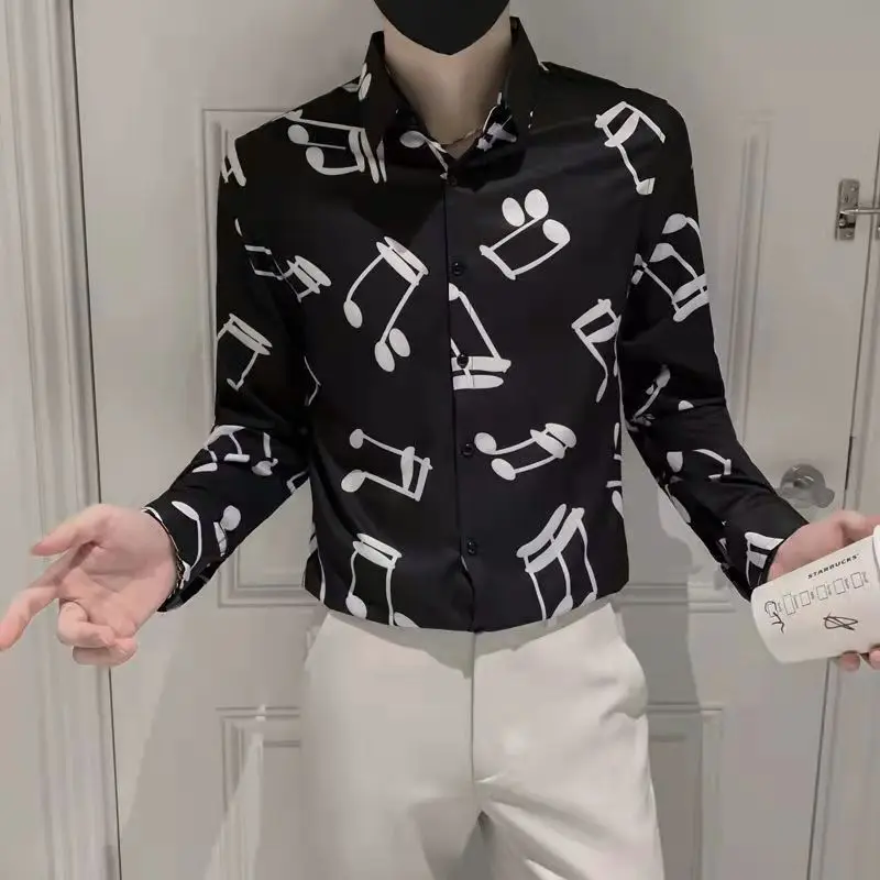 men's shirt with musical notes