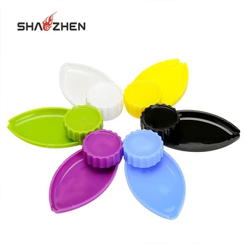 Hot Selling Customization  Plastic 2-Layers Leaf Shaped Smoke Grinders With Magnetic Wholesale Smoking Accessories