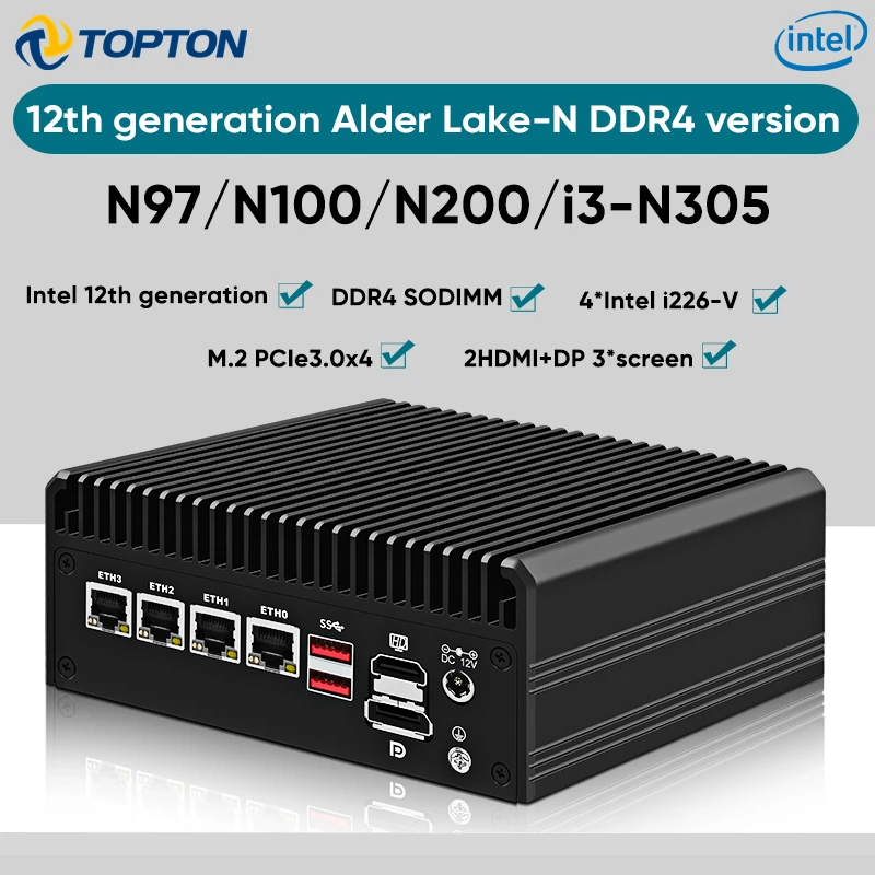 Topton Solid Firewall Router I3 N305 N100 - 2.5G Fanless Mini PC