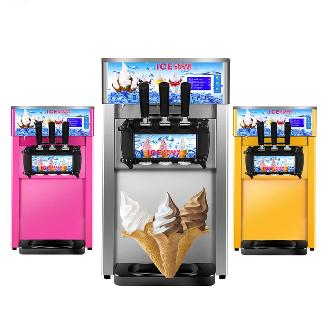 Factory Patented Product Hot Selling Soft Ice Cream Machine Chinese and English Display Screen with Stand Ice Cream Equipment