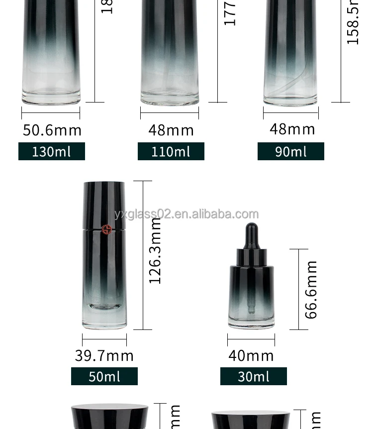 Luxury Cosmetic glass bottle set new special fashion style skincare cosmetic packaging with spray pump cap cover factory